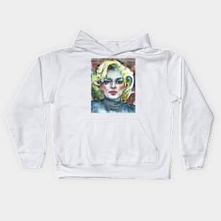 MARILYN MONROE watercolor portrait .7 Kids Hoodie